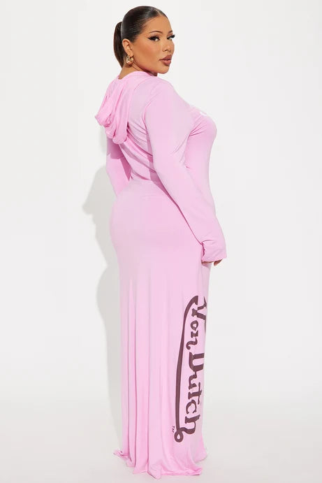 Von Dutch Fever Pink Hooded Maxi Dress