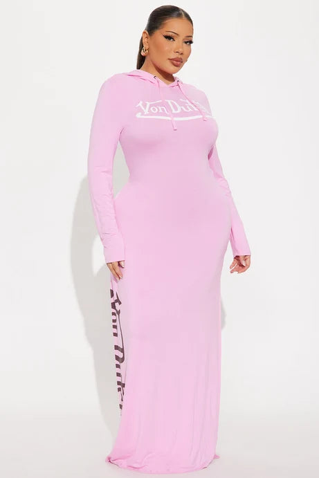 Von Dutch Fever Pink Hooded Maxi Dress