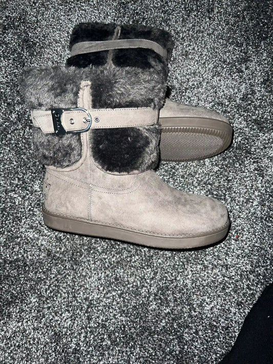 Guess Fabric & Faux Fur Buckle Boots