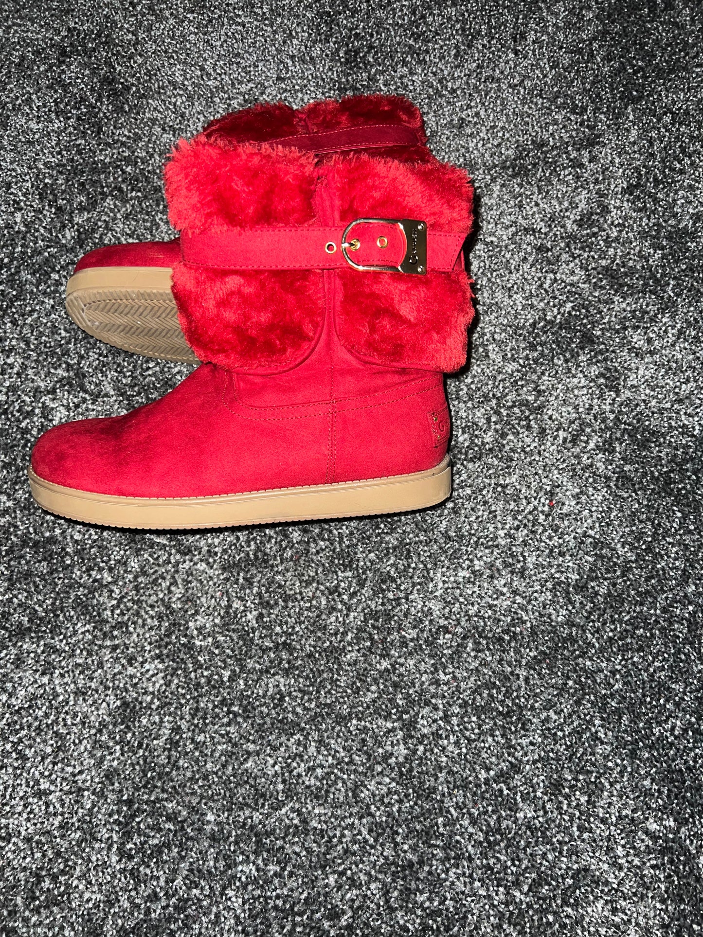 Guess Aussie Fabric & Faux Fur Buckle Boots