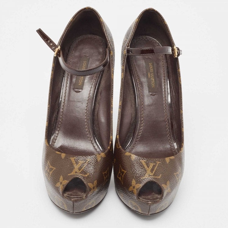 Louis Vuitton Women’s Mary Jane Open Toe Monogram Shoes