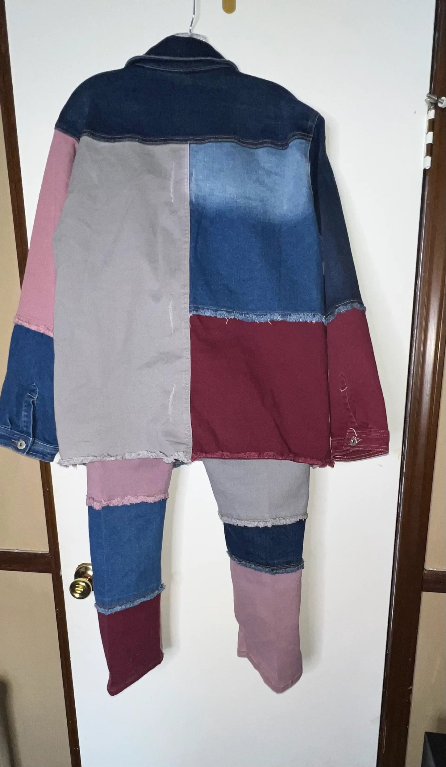 Ashley Stewart Multi-Colored Patchwork Jean Set
