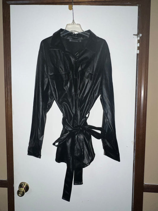 Faux Leather Shirt With Belt