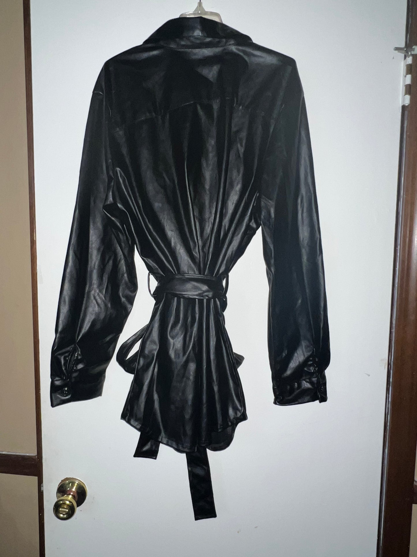 Faux Leather Shirt With Belt