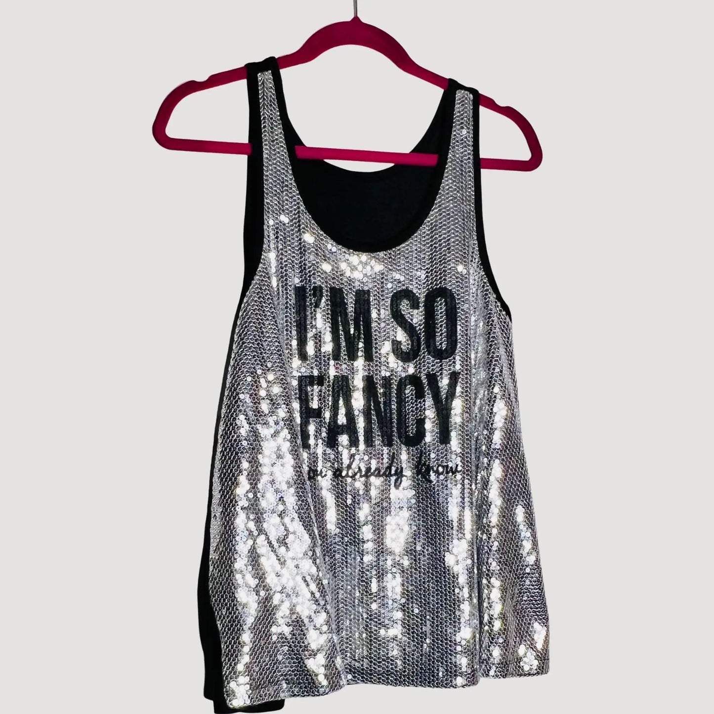 “I’m So Fancy” Sequins Swing Tank
