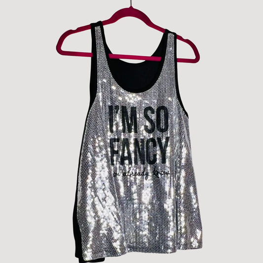 “I’m So Fancy” Sequins Swing Tank